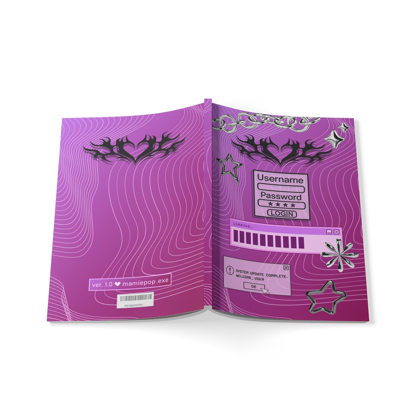 Cyber Y2K Softcover Notebook, A5 | Goth Journal, Stationery Gift, Creative Diary, Tech Lover's Accessory - Mamie Pop Blind Box