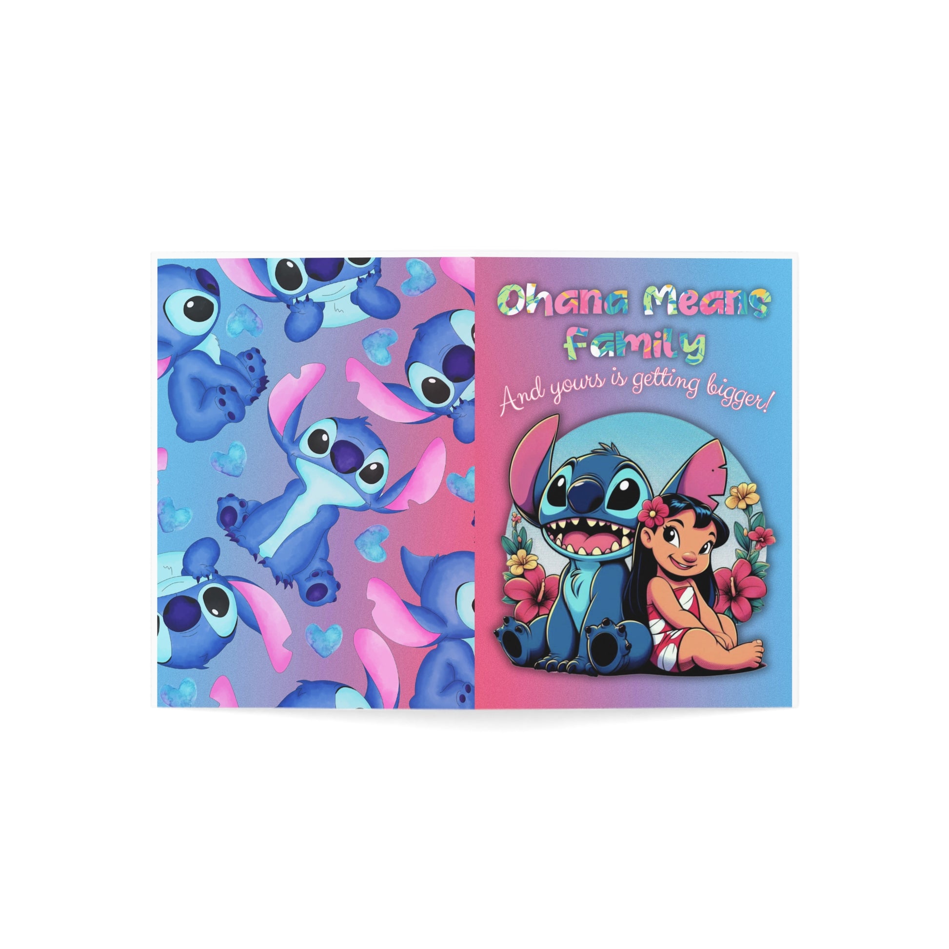 Ohana Means Family Greeting Cards Set - Cartoon Character Note Cards, Birthday Cards, Family Reunion Invitations, Cute Gift Cards - Mamie Pop Blind Box